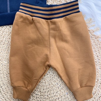 Conj. Casaco Coelhinho e Calça de Moletom - Marinho e Caramelo